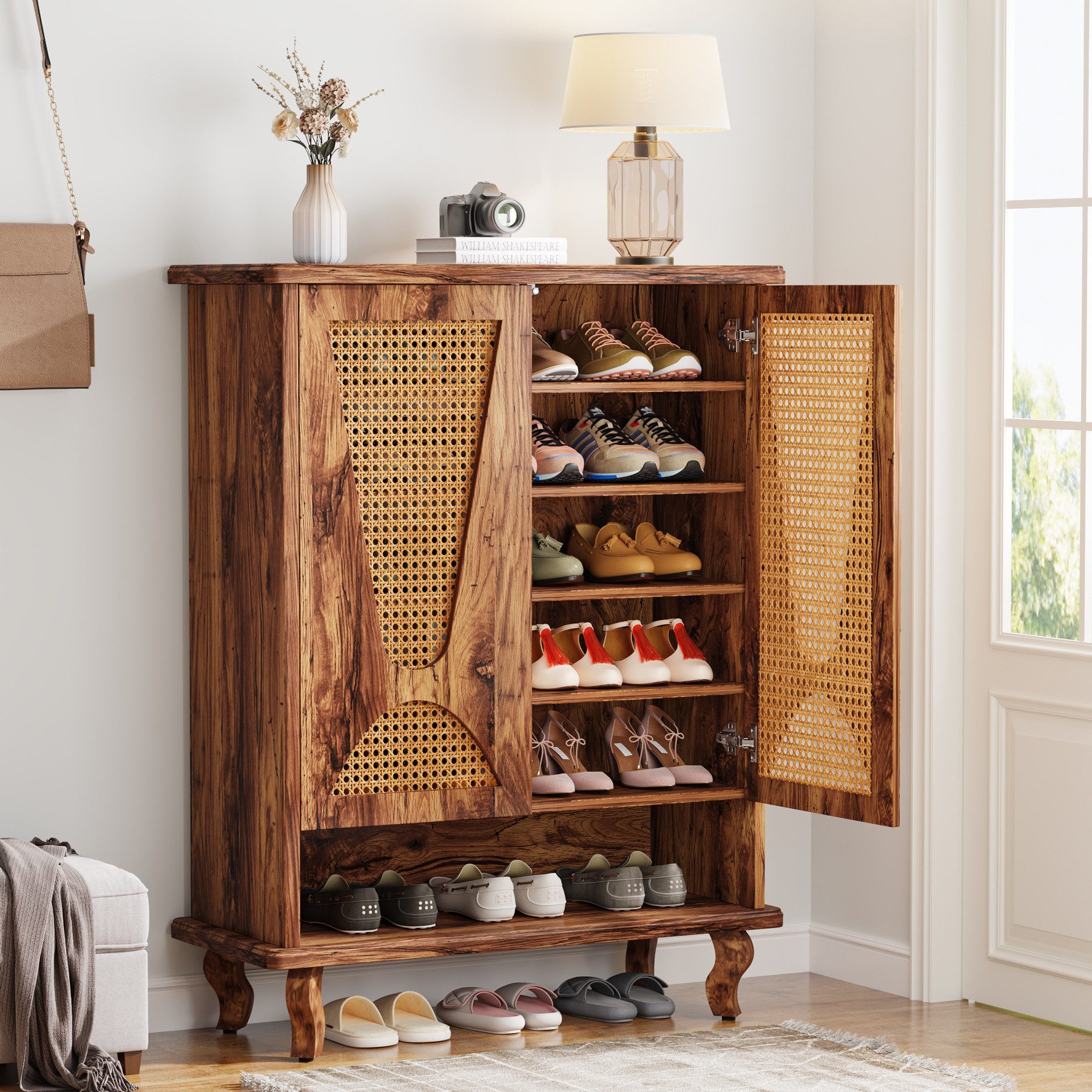 Tribesigns Schuhschrank mit 2 Türen, 110cm Schuhkipper schmal,7-stöckig, fü günstig online kaufen