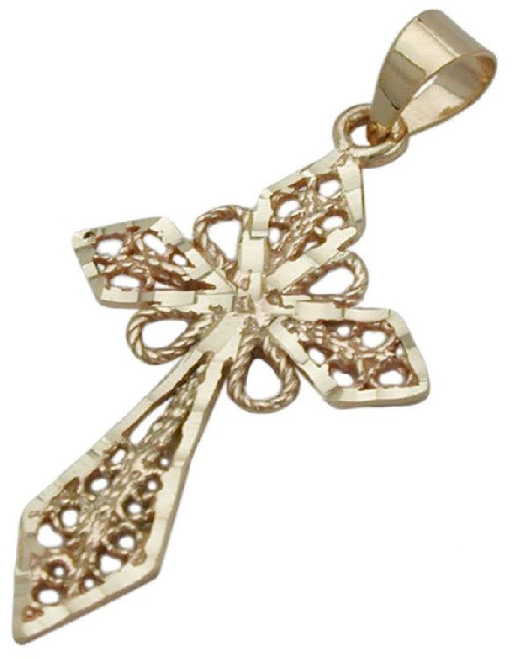 Kreuzanhänger Anhänger filigranes Kreuz 375 Gold 27 x 16 mm