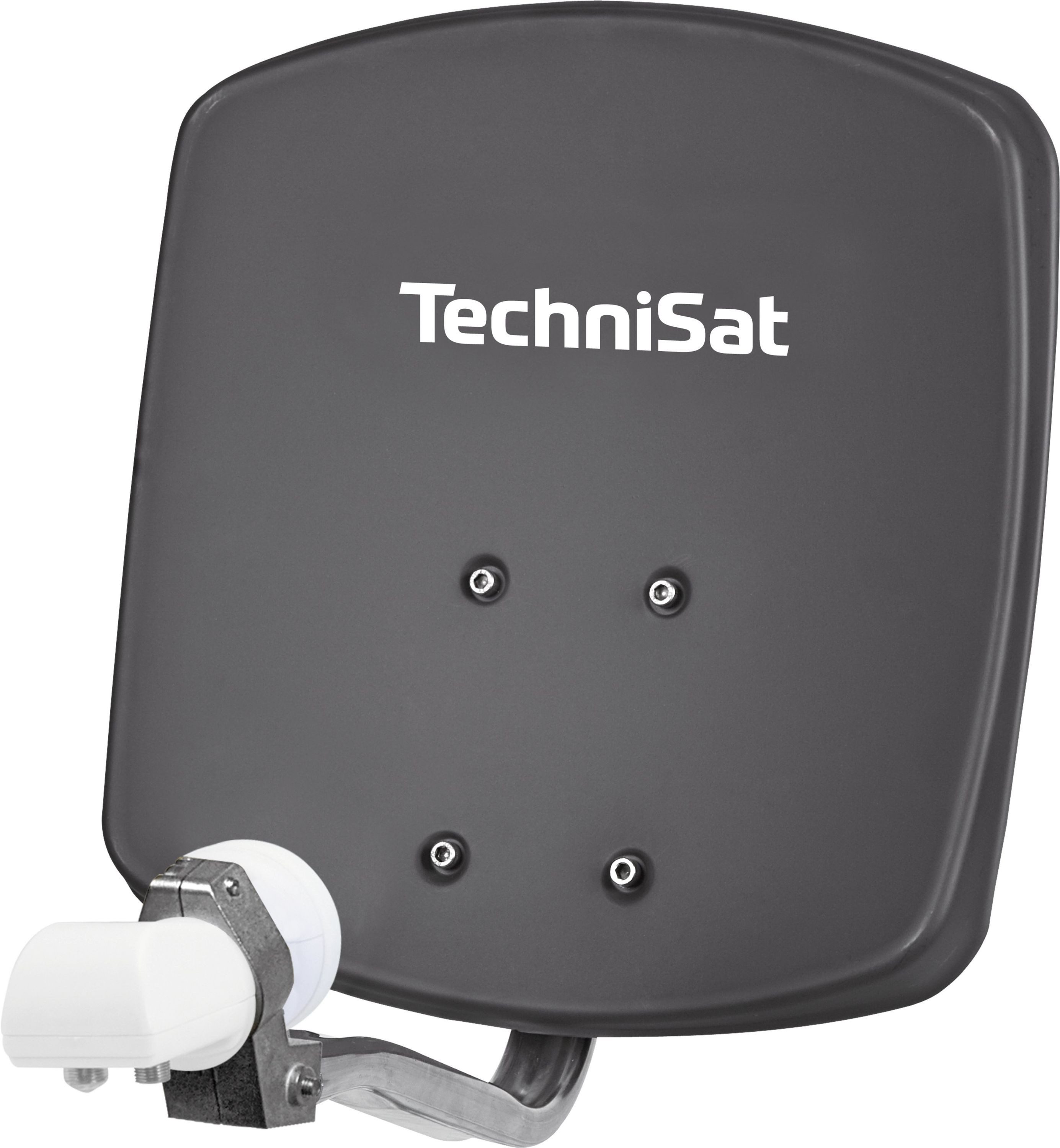 TechniSat DIGIDISH 33 mit Universal-Twin-LNB Sat-Spiegel (33 cm, Aluminium, Twin-LNB für 2 Teilnehmer, 1 Orbitposition, inkl. Wandhalterung)