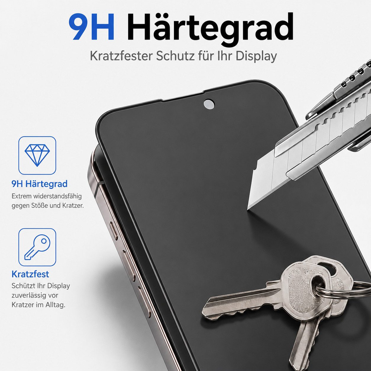 Ventarent Displayschutzglas Privacy Schutzglas für iPhone 16 Serie für Apple iPhone 16 Pro, 2er Set, 2 Stück, 9H Hartglas, oleophobe Beschichtung, casefreundlich