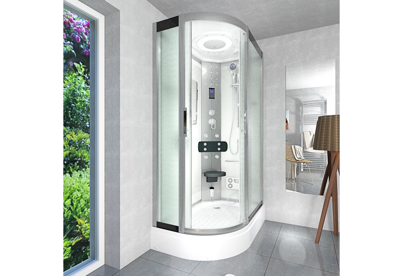 Thumbnail - AcquaVapore Dampfdusche Dusche DampfduscheD60-70M2L-ALL Weiß 120x80, Sicherheitsglas ESG, inklusive Duschwanne, Höhenver...
