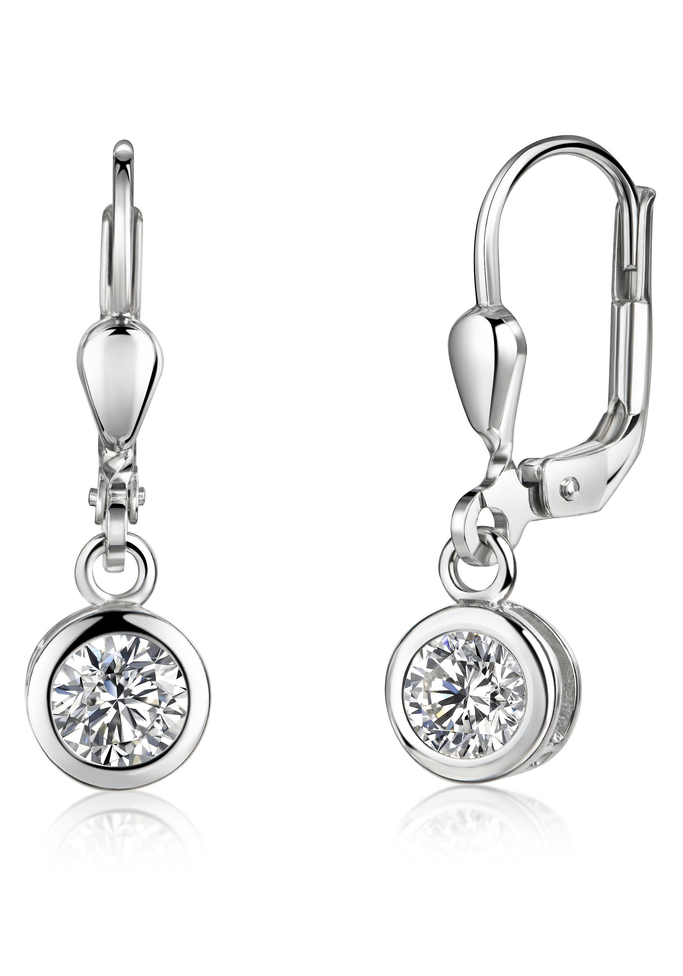 Firetti Paar Ohrhänger Schmuck Geschenk Silber 925 Ohrschmuck Patentbrisur Solitär Glitzer, Made in Germany - mit Zirkonia (synth)