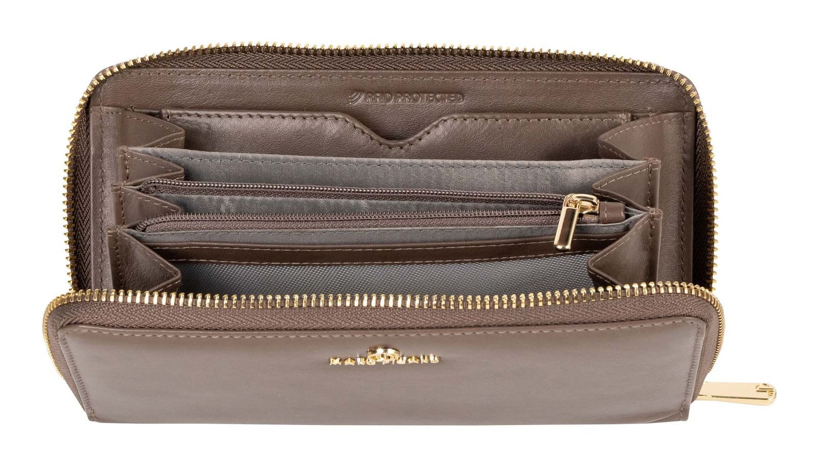 Marc Picard Geldbörse Zip Wallet, aus echtem Rindsleder mit RFID-Blocker Schutz