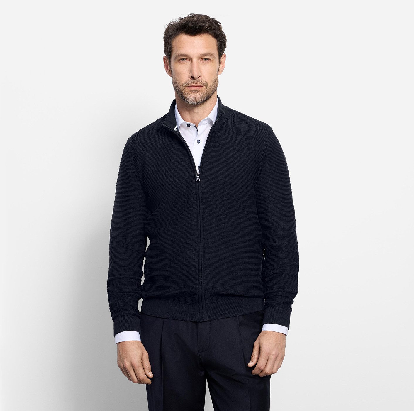 OLYMP Strickjacke Stehkragen, regular fit