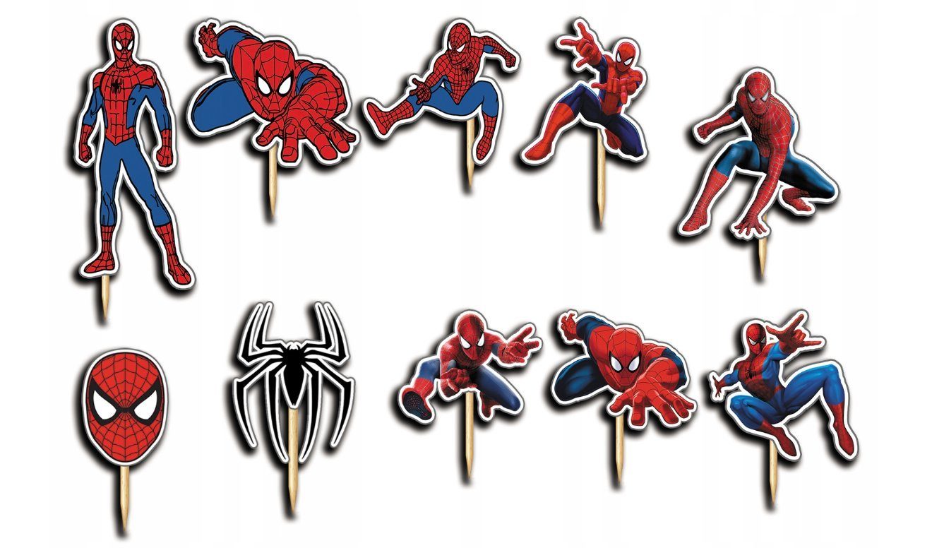 Festivalartikel Tortenstecker SPIDERMAN SPIDEY Topper Set 10 Stk Geburstag Torten Deko Junge