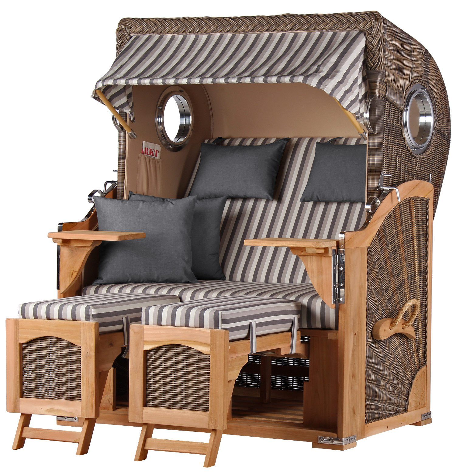 bene living Strandkorb Ammersee 2Sitzer Teak PE grau Modell 545