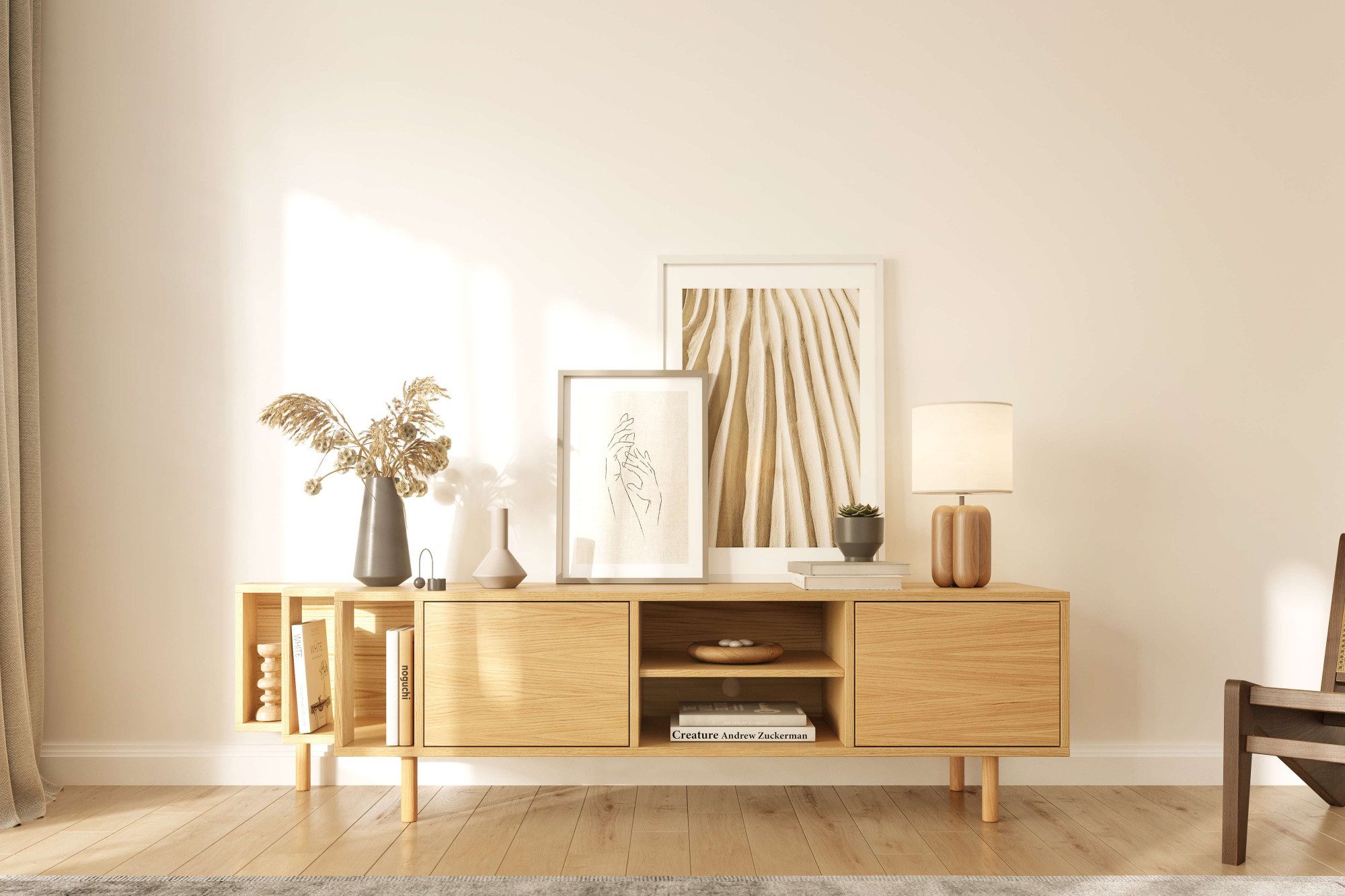 Woodman TV-Board Shift, mit Echtholzfurnier aus Eiche, Breite 189 cm, mit Push-to-Open, FSC®