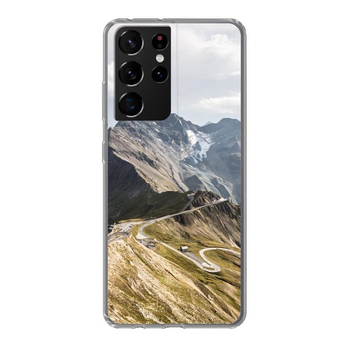MuchoWow Handyhülle Alpen - Straße - Gebirge Phone Case Handyhülle Samsung Galaxy S21 Ultra Silikon Schutzhülle