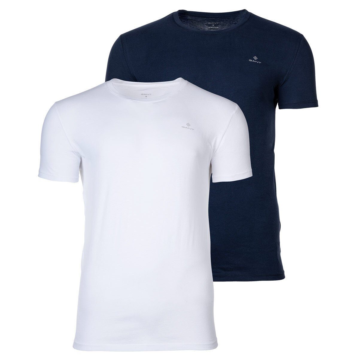 Gant T-Shirt Herren Marine/Weiß Crew Pack - T-Shirt, Rundhals, 2er Neck