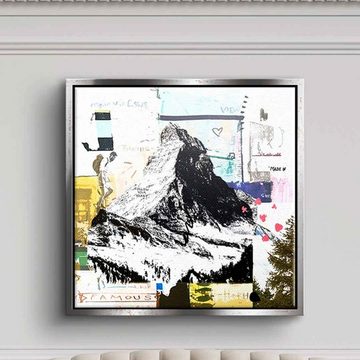 DOTCOMCANVAS® Leinwandbild, Leinwandbild Matterhorn Pop Art Collage mit premium Rahmen