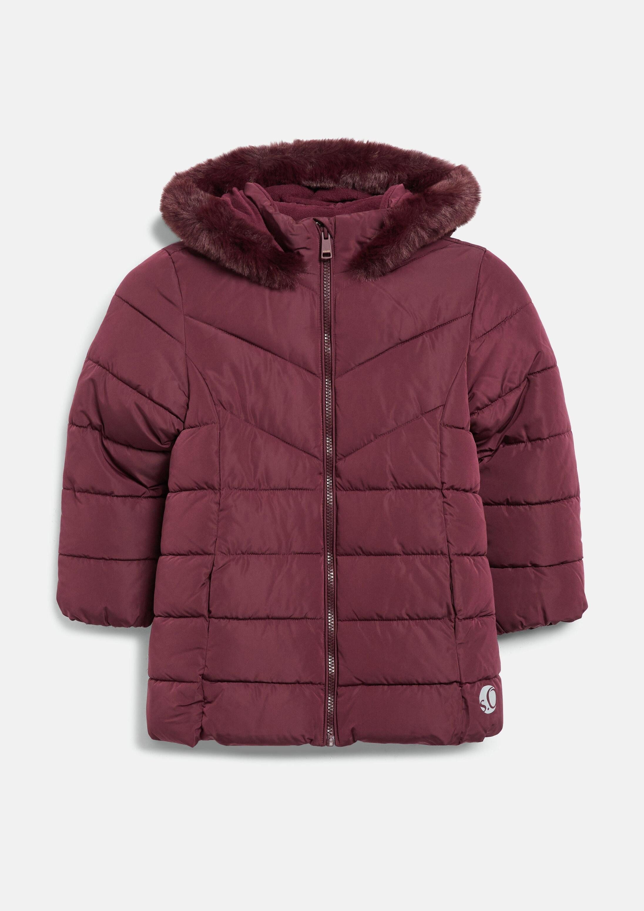 s.Oliver Winterjacke Outdoor-Mantel Wetterfester Wintermantel mit Plüsch-Detail