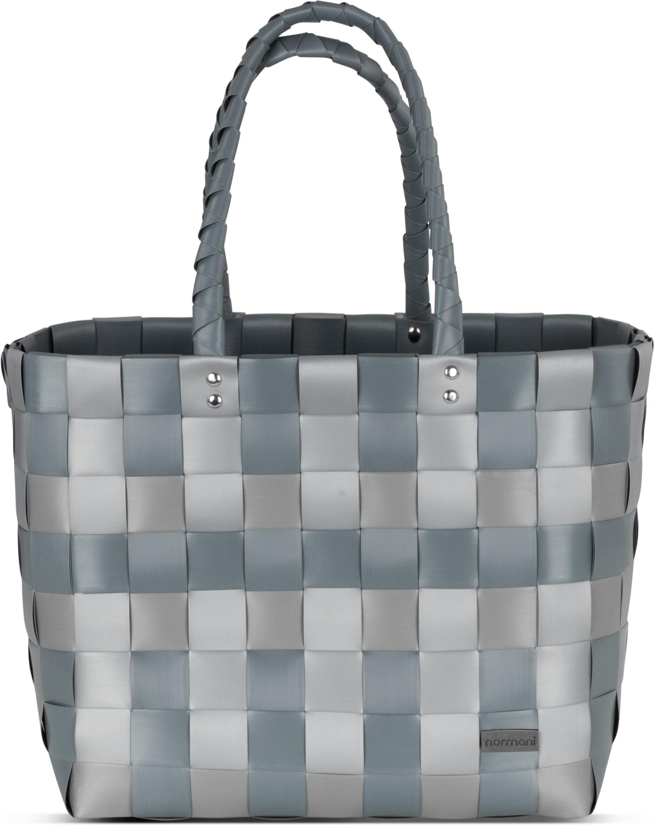 normani Einkaufskorb Einkaufskorb Einkaufstasche aus Kunststoff, 20 l, Flechtkorb aus pflegeleichtem Material Grey Shadow