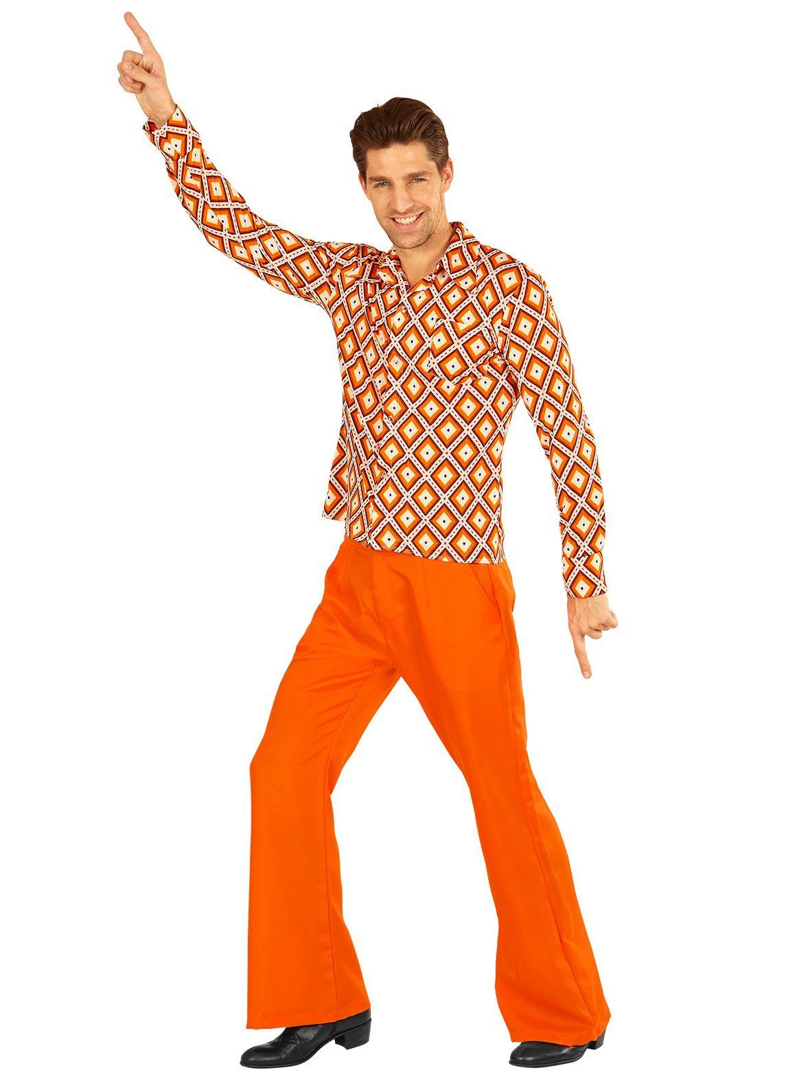 Widdmann Hippie-Kostüm 70er Hemd Rauten, Für Schlager- und Mottopartys: bun günstig online kaufen