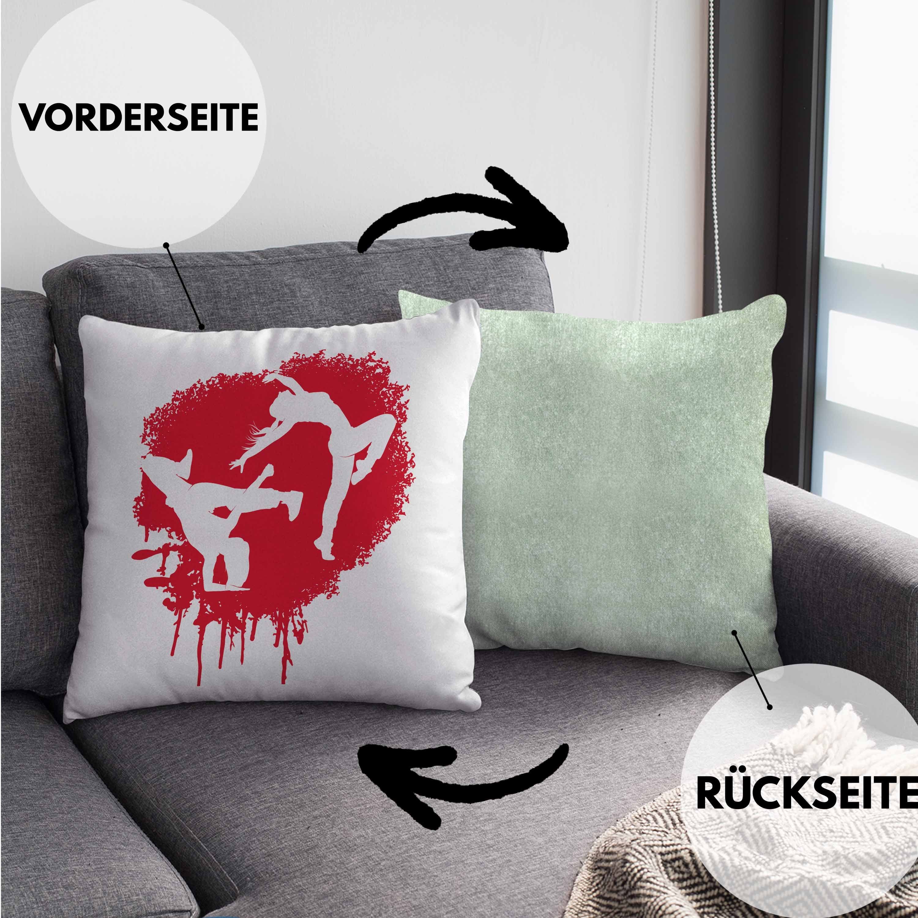 mit Weihnachten Geschenkidee Füllung Trendation - Jungs Grün Rot 40x40 Geburtstag Dekokissen Break-Dance Kissen Trendation Dekokissen Geschenk Breakdancer