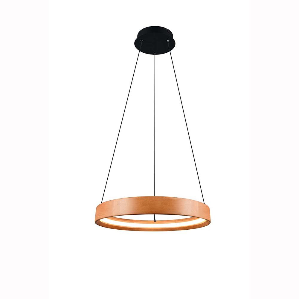 TRIO Leuchten LED-Hängeleuchte, LED-Leuchtmittel fest verbaut, Warmweiß, Hängelampe Esstischleuchte Pendellampe rund LED Holzlampe dimmbar H