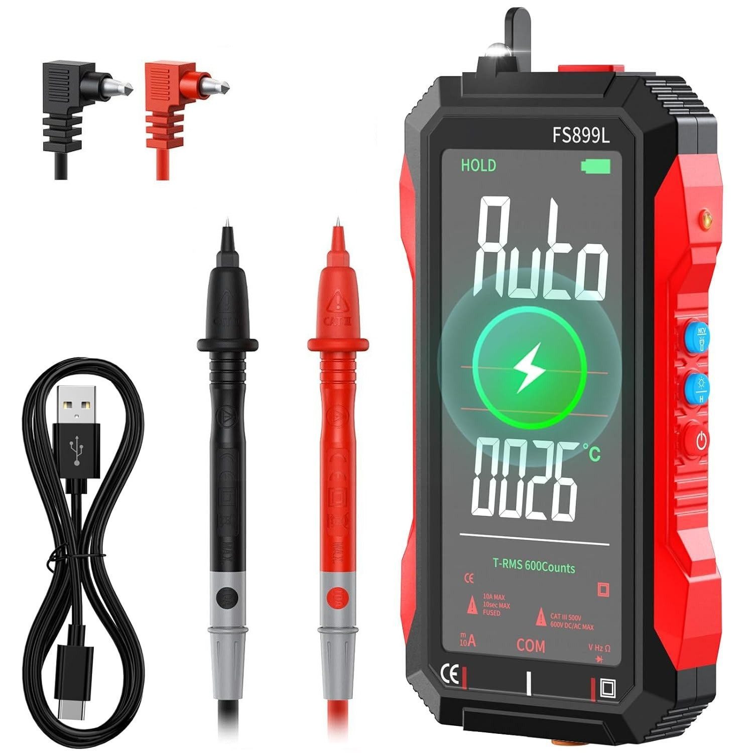 Multimeter Digitales Multimeter, Automatisch CAT III 600V TRMS 6000-Zählungen