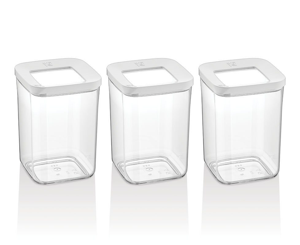 Bems Home Vorratsdose Vorratsbehälter, 3er BPA- Freies Set, Weiß, 1000ml, Kunststoff