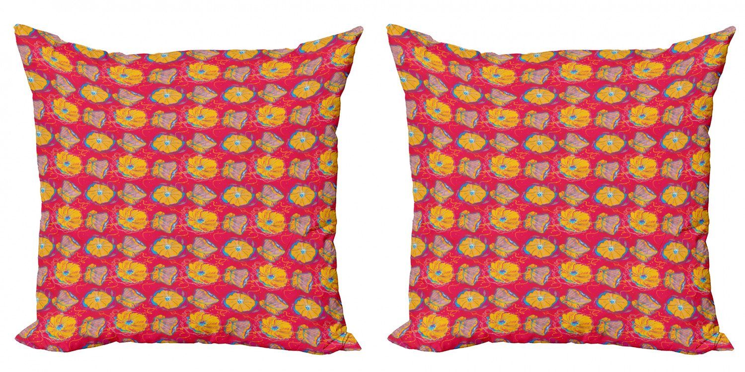 Kissenbezüge Modern Accent Doppelseitiger Digitaldruck, Abakuhaus (2 Stück), Mohn Aquarelle Blumenmuster
