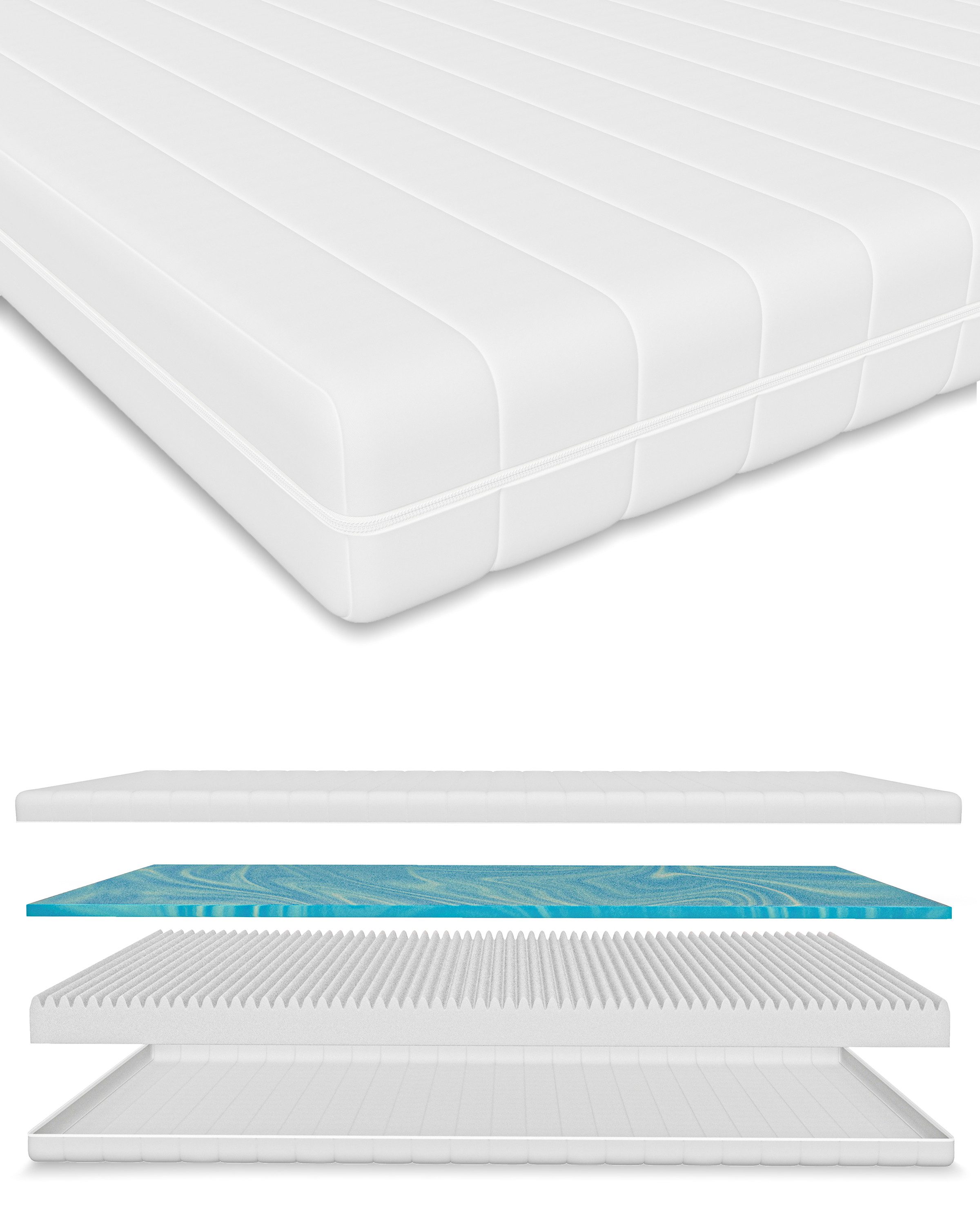 Gelschaummatratze H2 & H3, atmungsaktiv, waschbarer Mikrofaserbezug, punkte günstig online kaufen