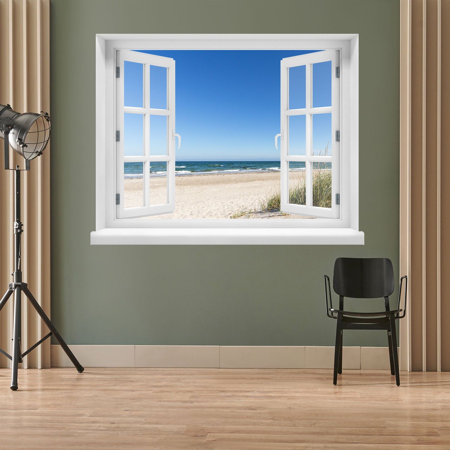 WallSpirit Wandsticker "Fensterblick mit Aussicht", Selbstklebend, rückstandslos abziehbar