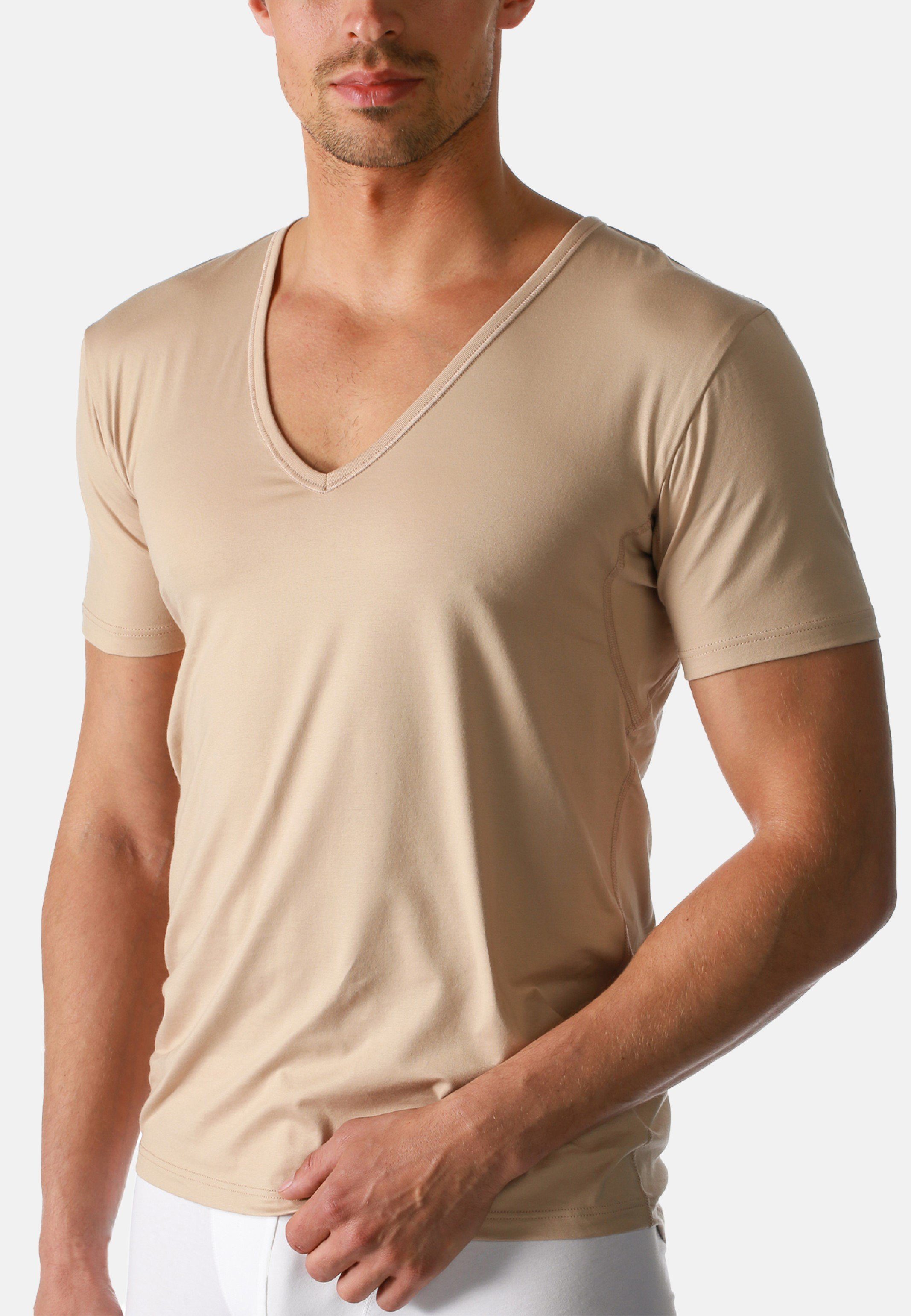 Baumwolle (1-St) Mey Shirt Kurzarm / Unterhemd Thermoregulierend - Unterhemd - Dry Cotton Light-Beige