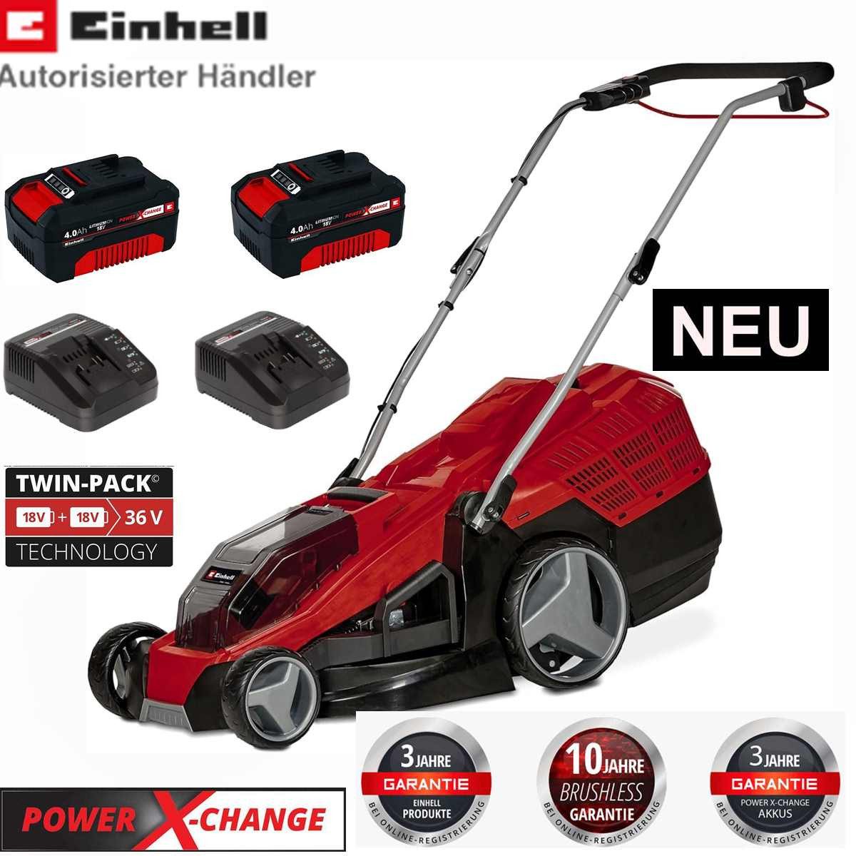 Einhell Akkurasenmäher Rasenmäher GE-CM 36/43 Li M 36V (2x18V) mit Akku / Ladegerät)