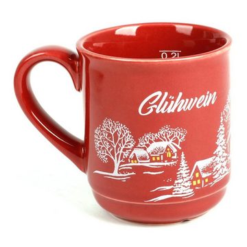 BURI Tasse 1x Weihnachten Becher Tasse 0,2L mit Griff Glühwein Tee Keramik Motive, Keramik