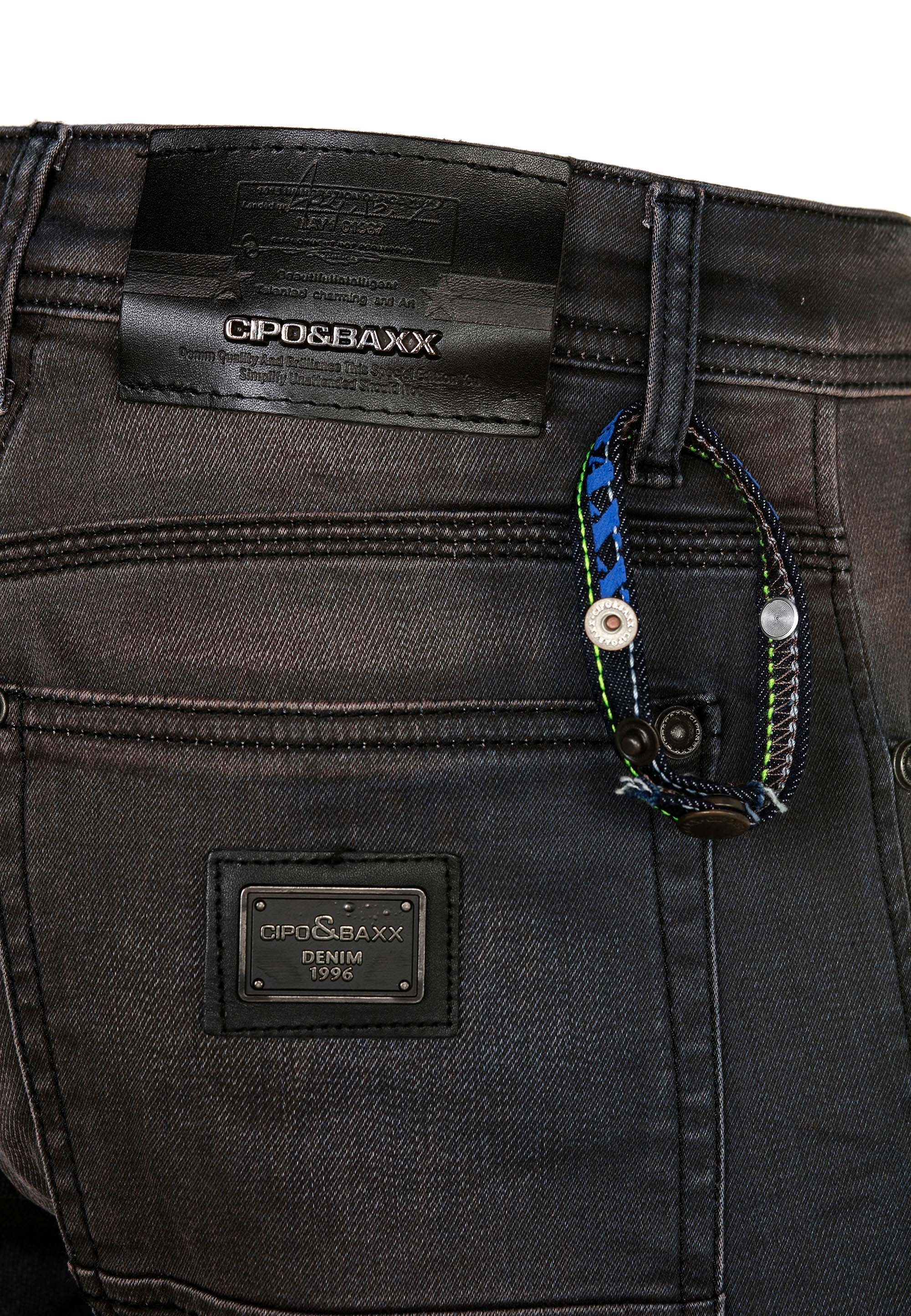 Cipo 5-Pocket & Straight Slim-fit-Jeans in braun Baxx Style im Fit