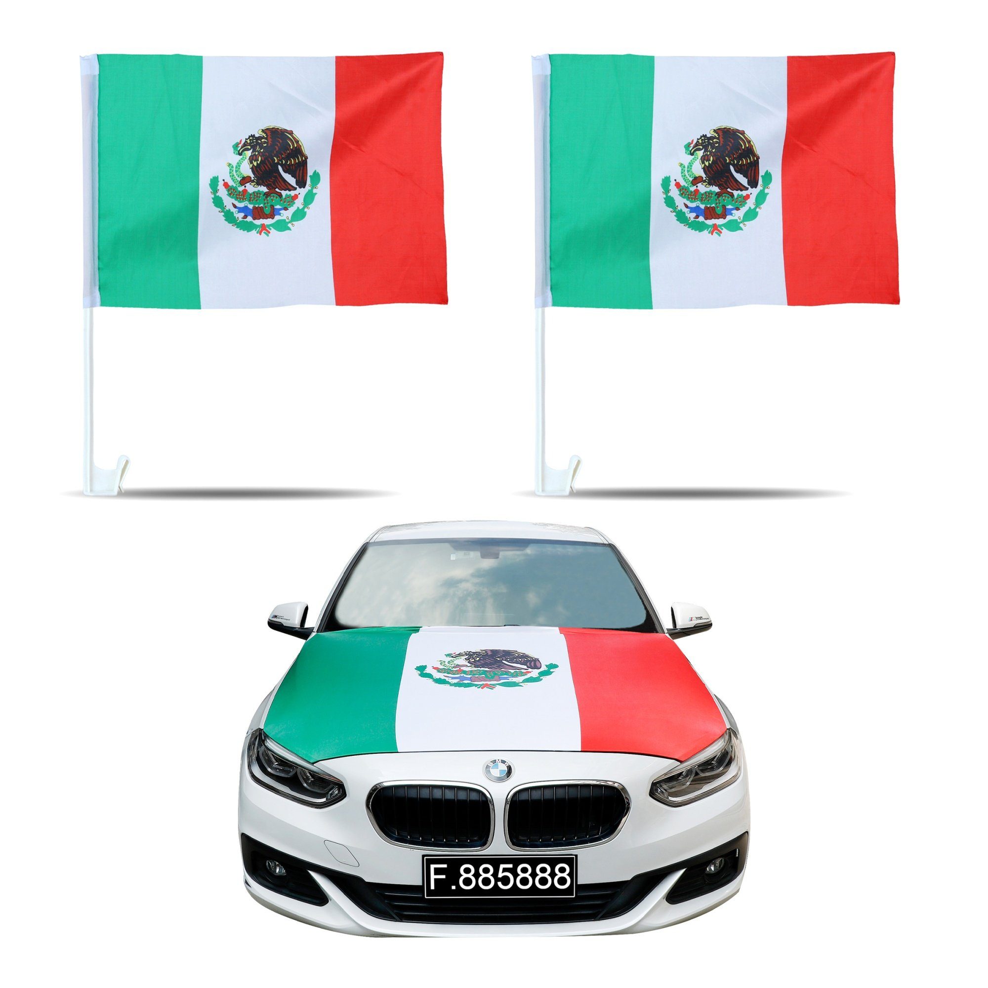 Sonia Originelli Fahne Auto-Fan-Paket Mexiko Mexico Außenspiegel Magnet Motorhaubenüberzug, Magnete: 3D-Effekt