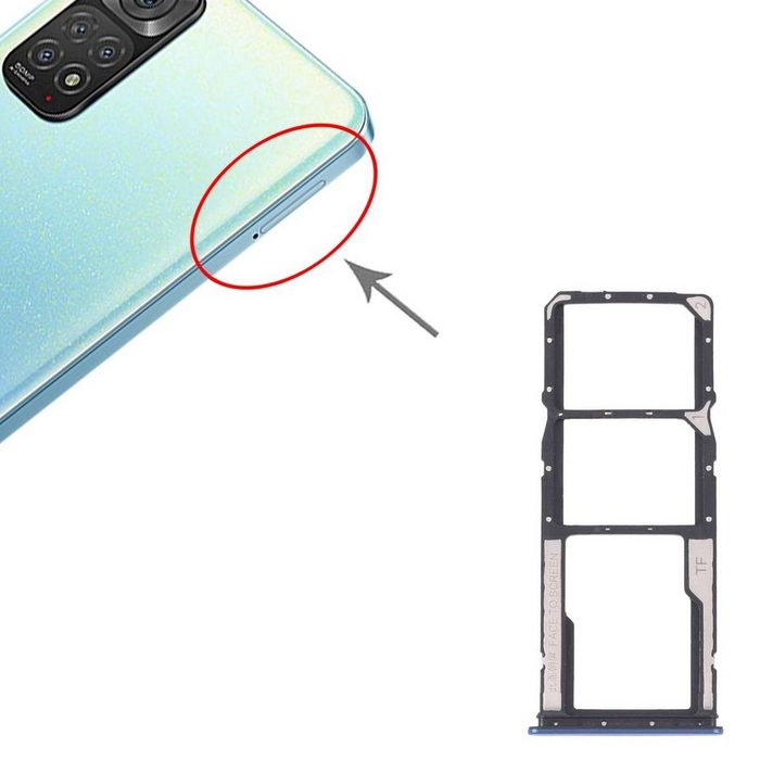 Wigento Dual SIM + Micro SD Karten Halter Adapter Dunkel Blau Xiaomi Redmi Note 11 / Note 11s Smartphone-Adapter 0 cm