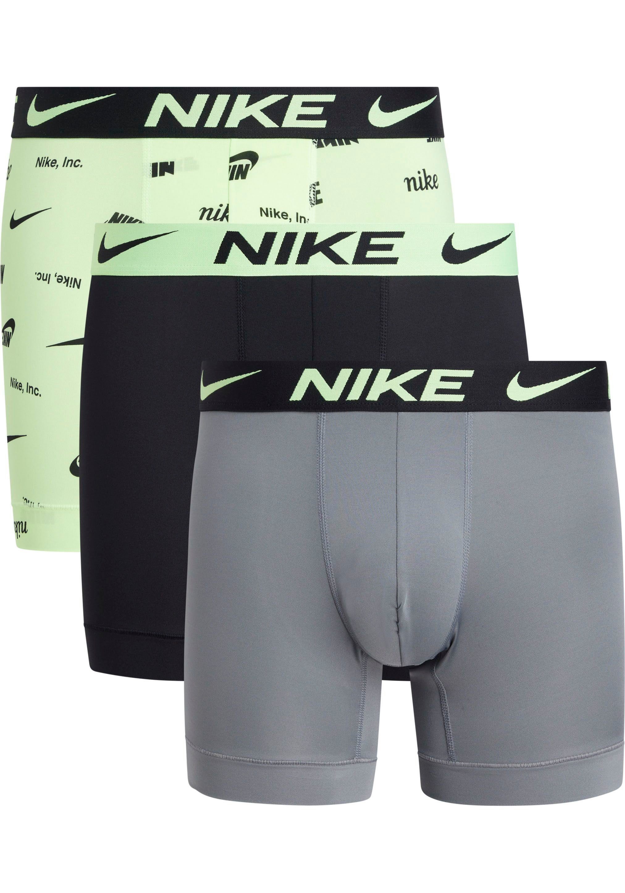 NIKE Underwear Boxer BOXER BRIEF grau, neongrün NIKE schwarz, 3PK mit Logo-Elastikbund (3-St)