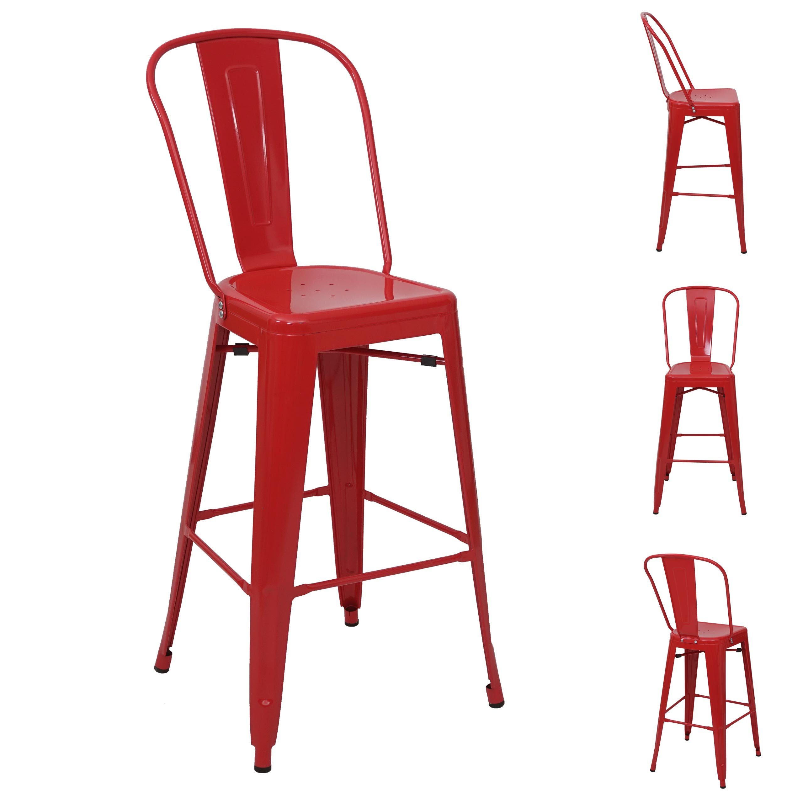MCW Barhocker MCW-A73-L-4 (Set, 4er), 4er-Set, Querstreben für Stabilität, Belastbarkeit pro Stuhl: 120 kg rot