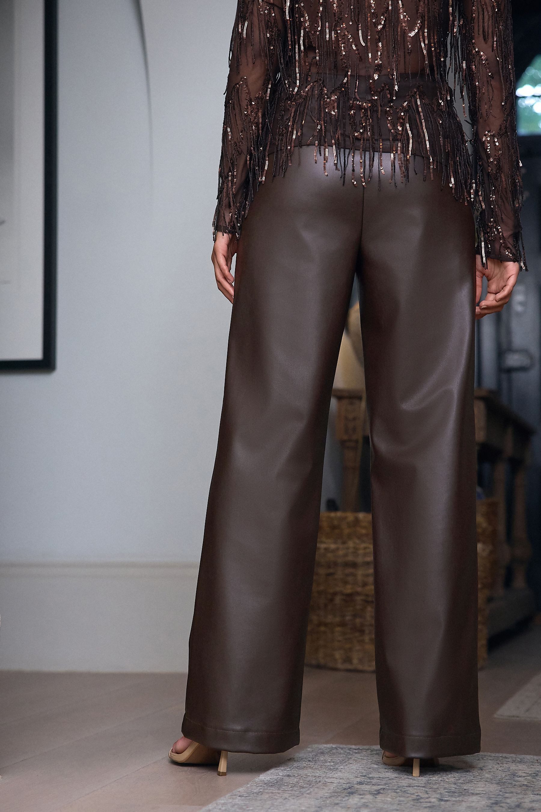 Next Lederhose Hose aus Kunstleder mit geradem Bein (1-tlg) günstig online kaufen