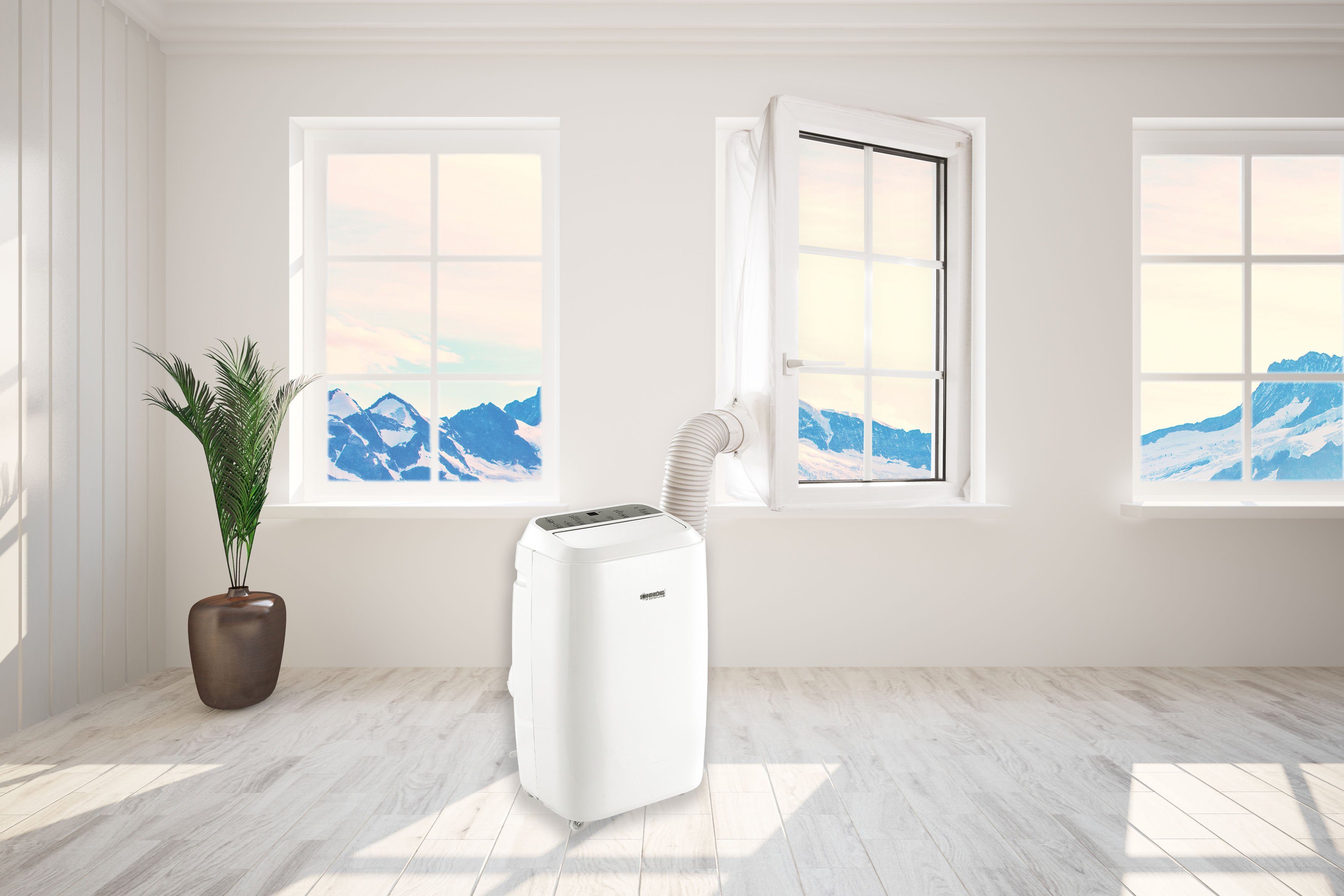 Sonnenkönig Fresco 180 air conditioner, power consumption 2kW, suitable for rooms up to approx. 70m², 24h timer, Wi-Fi, 3 fan speeds, energy class A, portable, hose length 1.5m