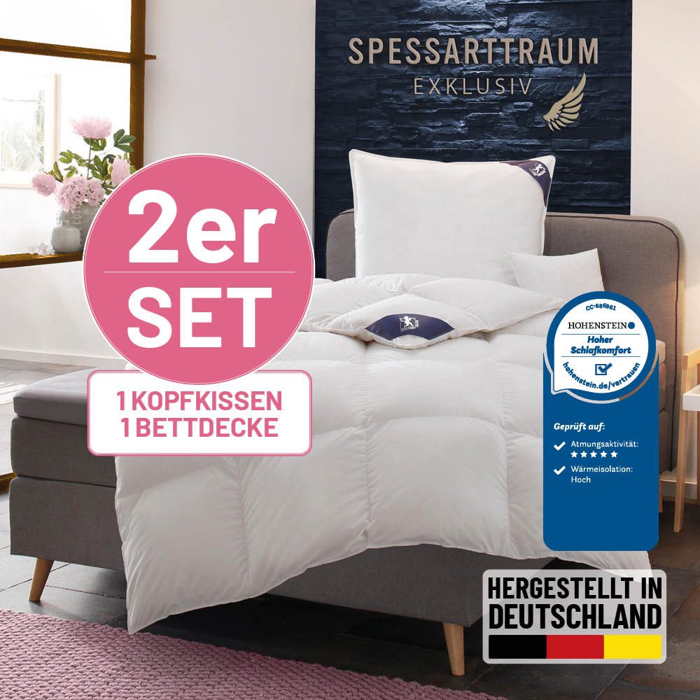 SPESSARTTRAUM Daunenbettdecke + 3-Kammer-Kopfkissen Exklusiv, 2-tlg, herges günstig online kaufen