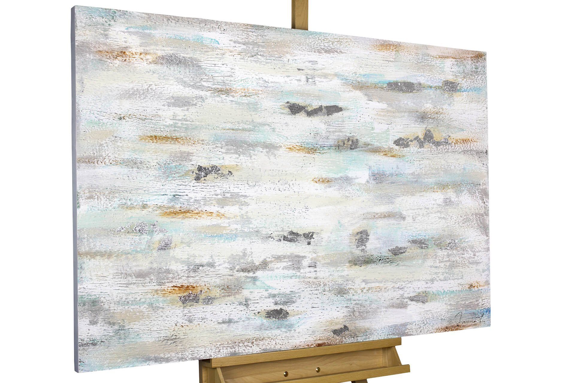 KUNSTLOFT Gemälde Durch das Wolkenmeer HANDGEMALT Wohnzimmer Leinwandbild Wandbild cm, 100% 120x80