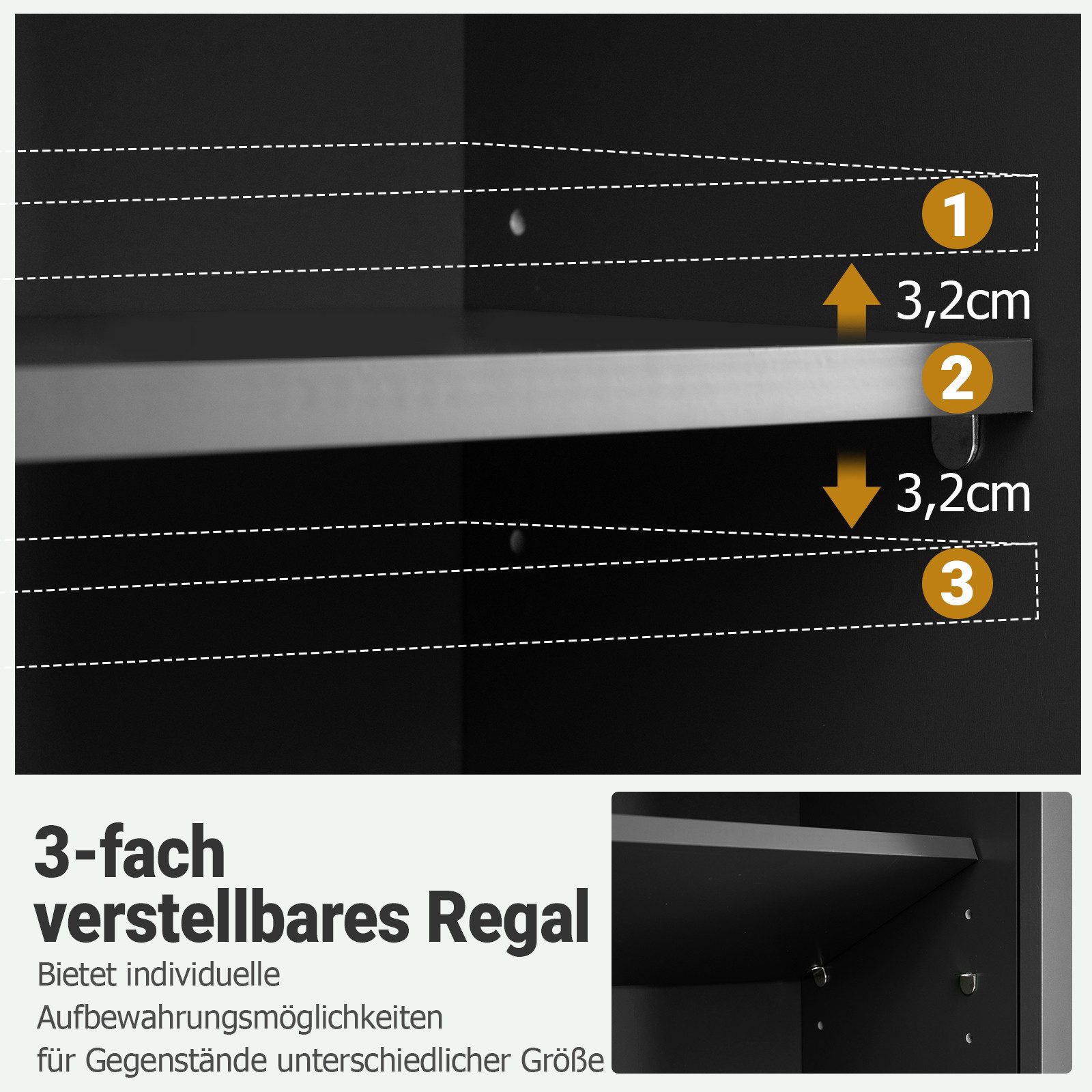 COSTWAY Hängeschrank Badezimmerschrank mit verstellbarem Regal 60x21x75cm – Bild 4 von 5