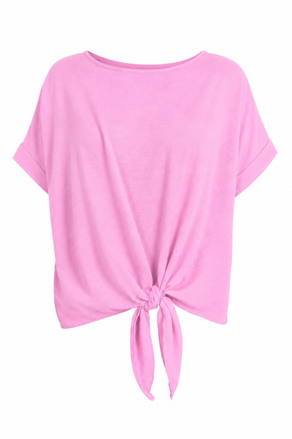 ITALY VIBES Kurzarmbluse - sommerliche Bluse - Blusenshirt Damen mit Knotendetail ONE SIZE / passend für Größe S - L