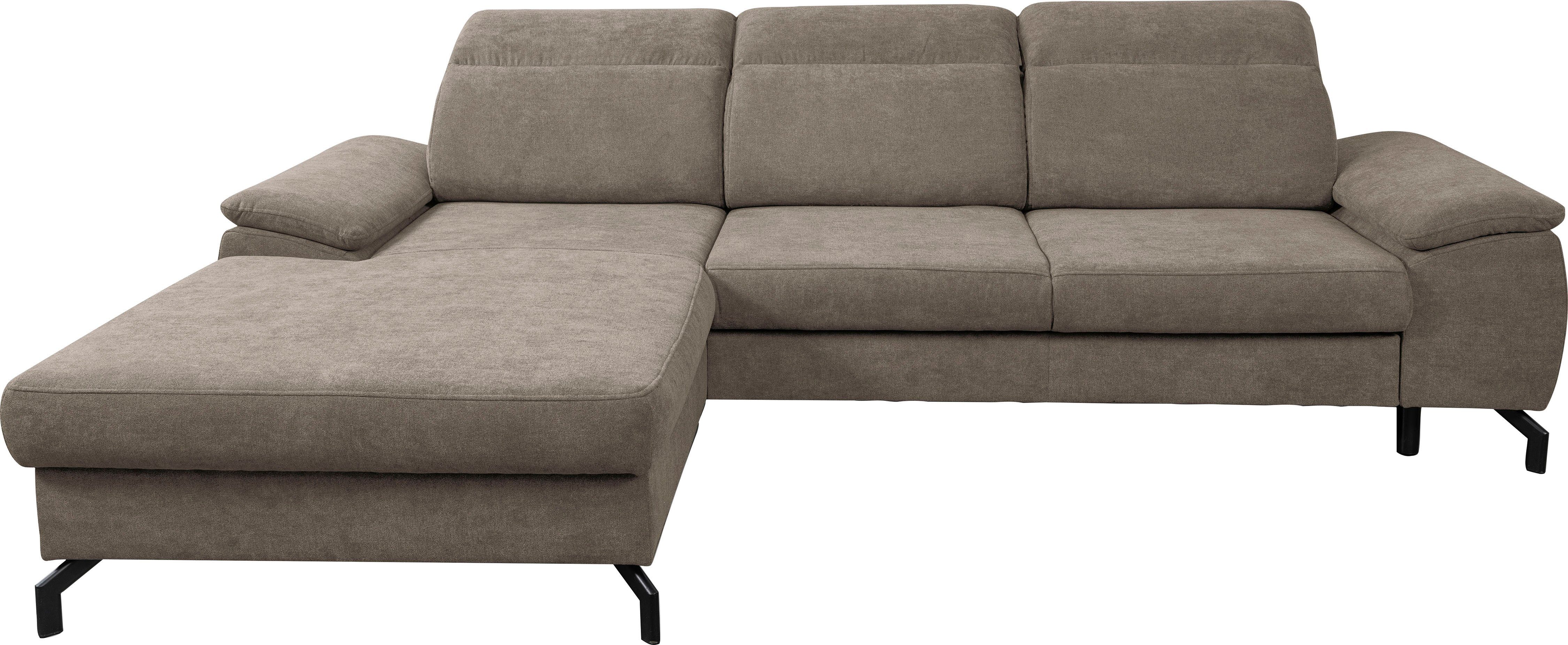 WERK2 Ecksofa Panama, Modernes Sofa mit Schlaffunktion, Bettkasten, Kopfteile verstellbar Beige | Beige | Beige