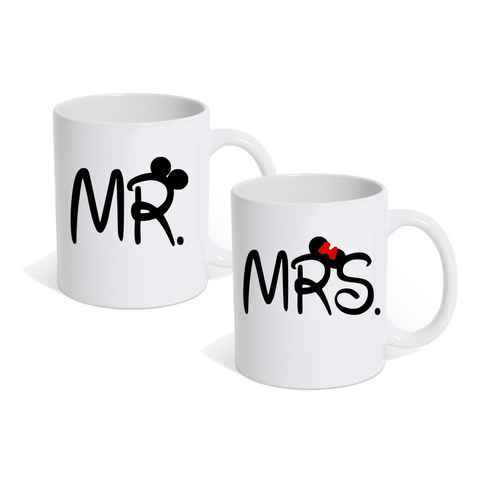 Couples Shop Tasse MR. & MRS. Kaffeetasse Geschenk Partner Fun-Look, Keramik, mit trendigem Motiv