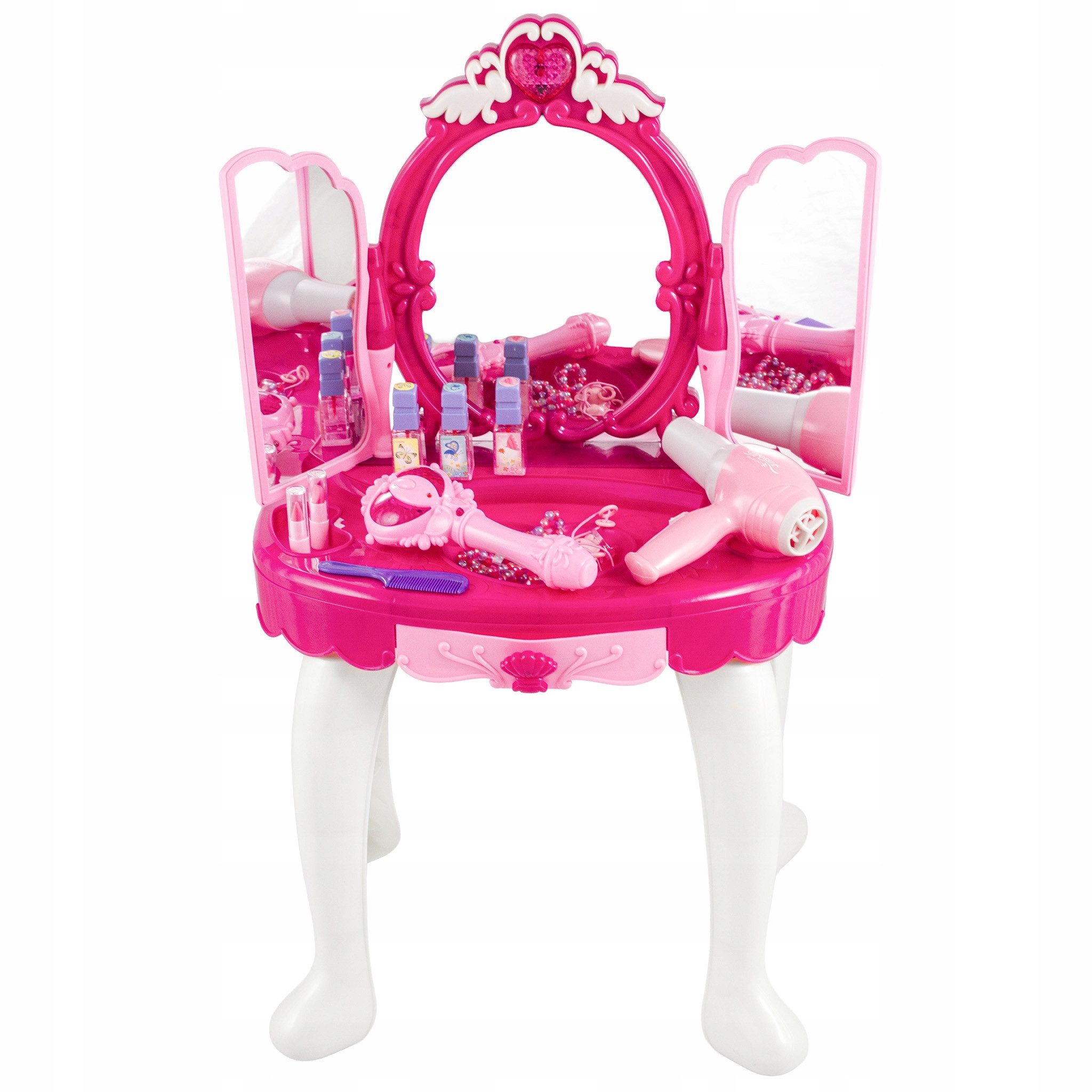 kinderplay Schminktisch Rosa Kinder Schminktisch – MP3 & Licht – Mädchen Spielset, Interaktiver Schminktisch mit Licht