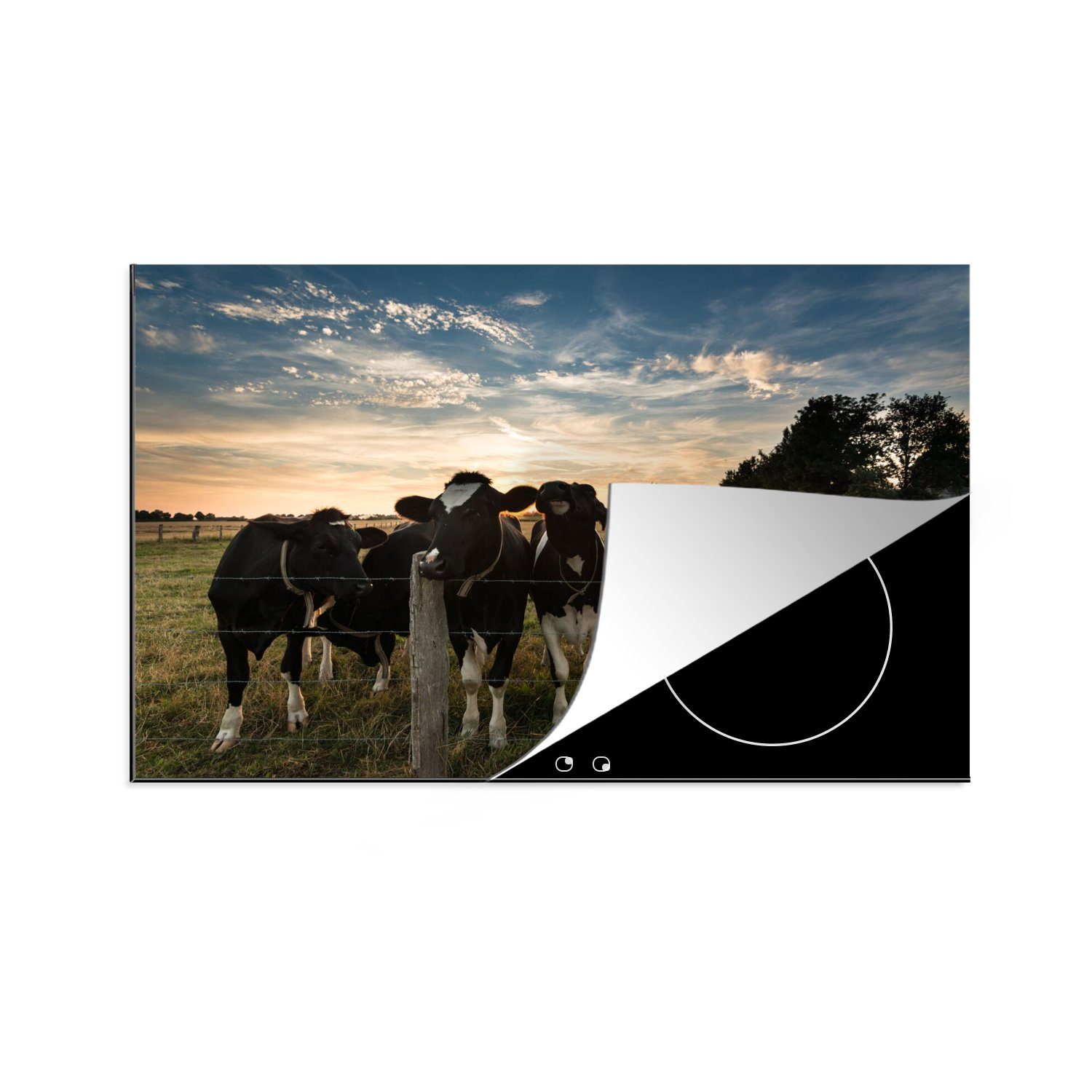 MuchoWow Herdblende-/Abdeckplatte Tiere - Kuh, Vinyl, (1 tlg), 80x52 cm, Induktionskochfeld Schutz für die küche, Ceranfeldabdeckung