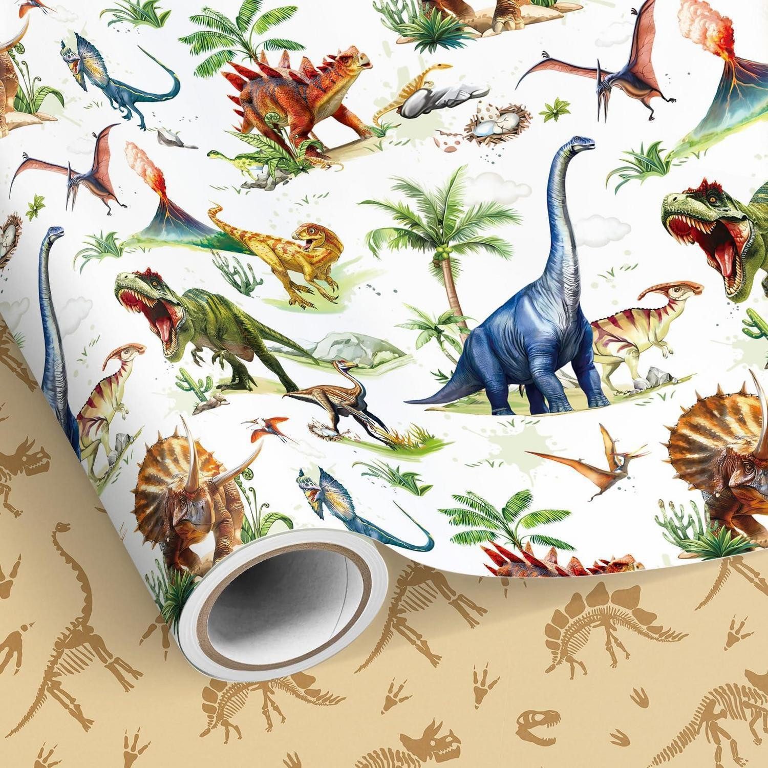 LuxusKollektion Geschenkpapier Geschenkpapier Dinosaurier 43x10m doppelseitig
