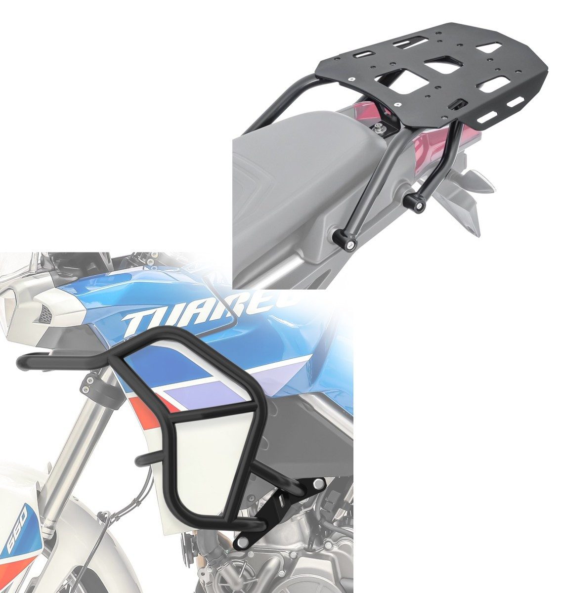 Motoguard Motor-Schutzhülle Set: Sturzbügel oben + Gepäckträger für Aprilia Tuareg 660 22-25 TP SL