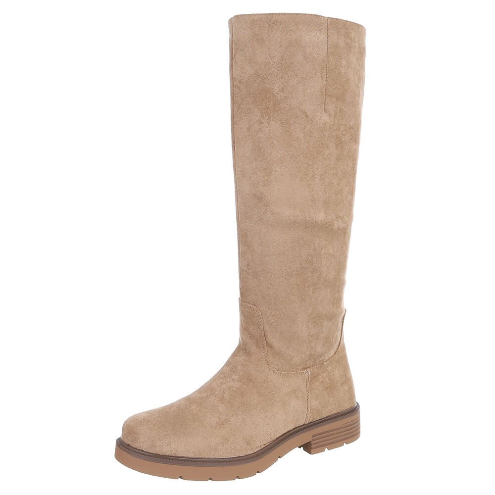 Ital-Design Damen Chelsea Boot mit Blockabsatz und Elastikeinsatz Stiefel (92355280) Blockabsatz Flache Stiefel in Hellbraun