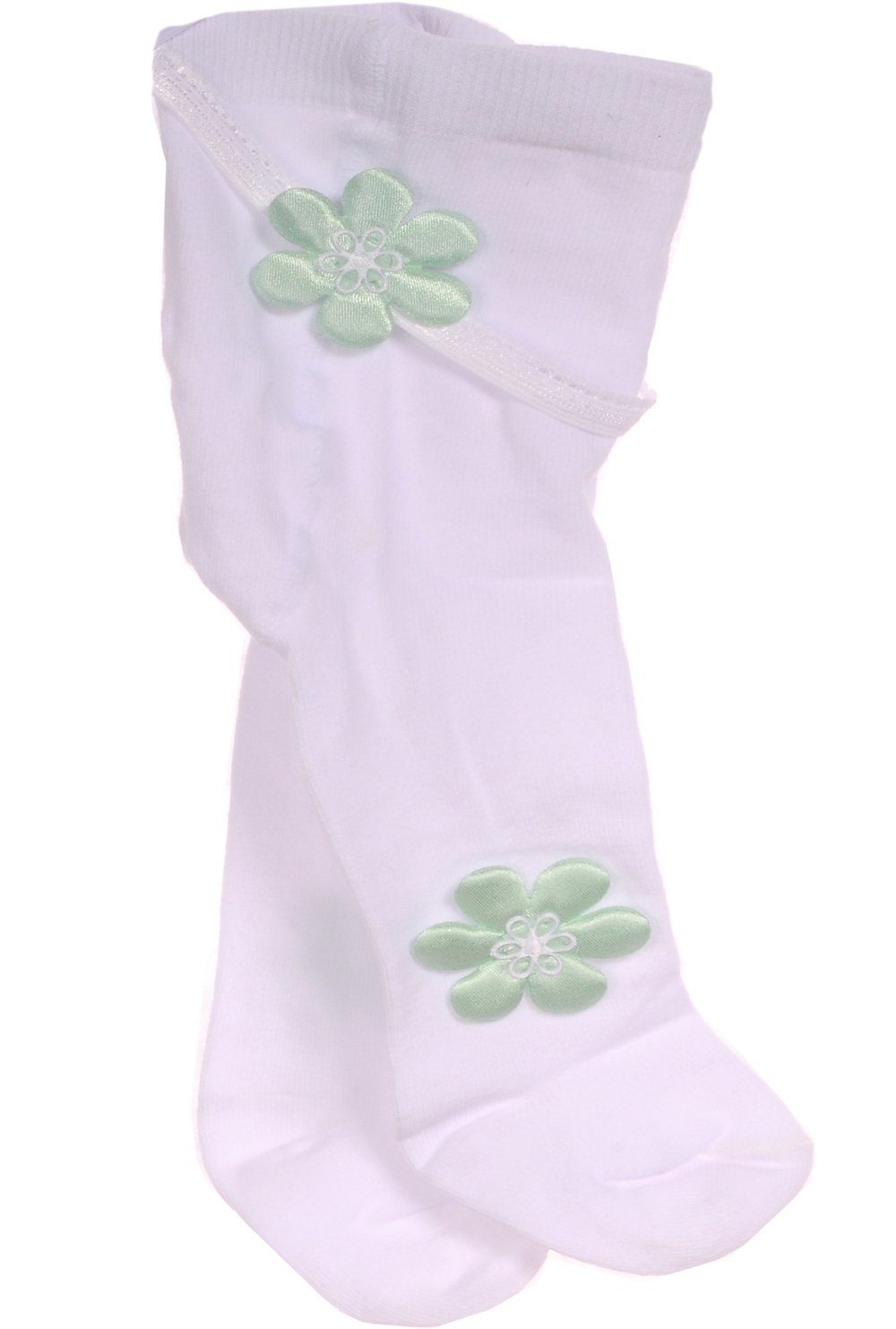 La Bortini Strumpfhose Baby 56 grün Stirnband Blumen Strumpfhose Weiß 50 62 Weiß und Set