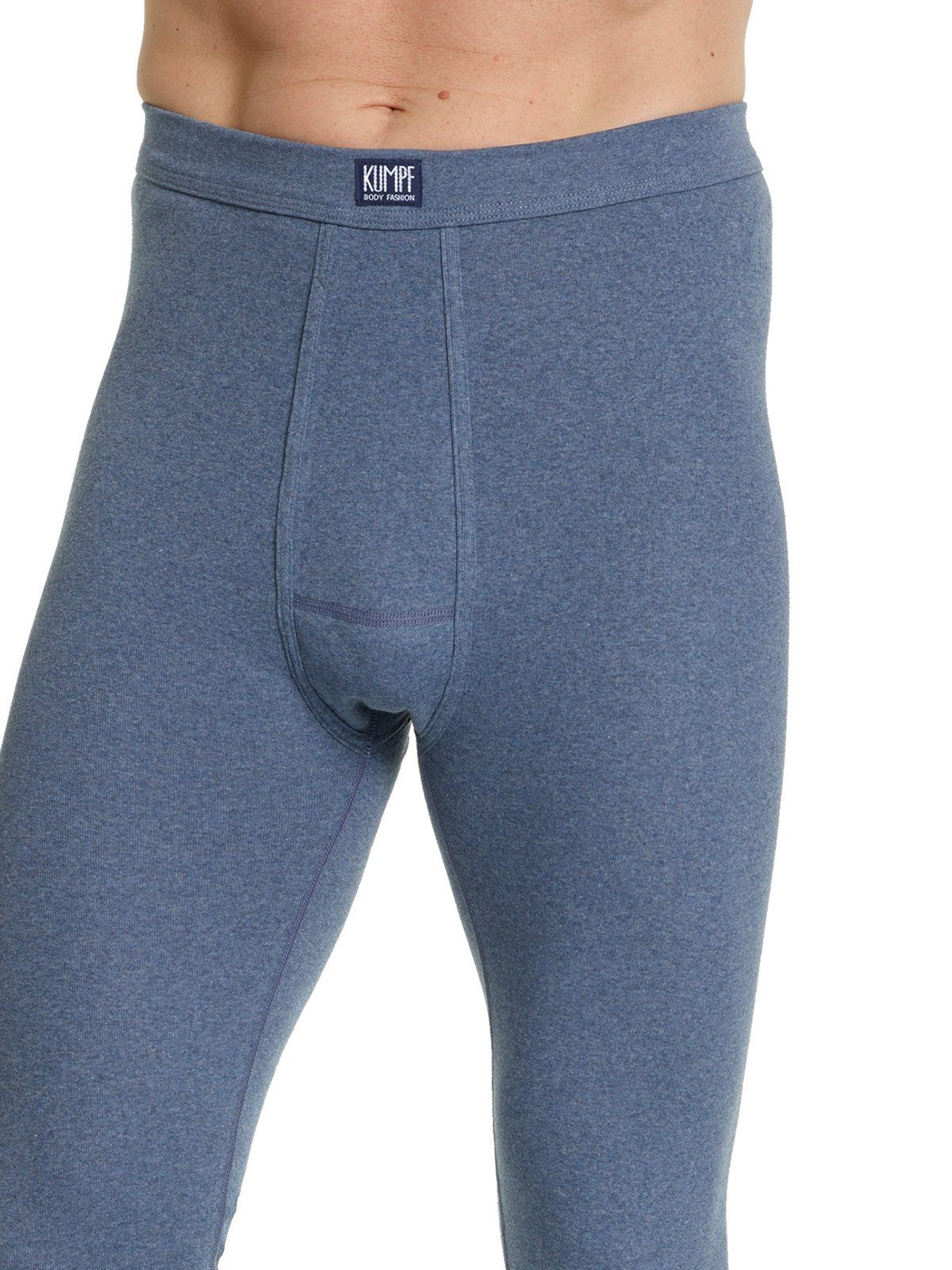 Workerwear Lange 2er 2-St) Unterhose blau-melange Unterhose Herren Sparpack mit eingriff (Spar-Set, KUMPF