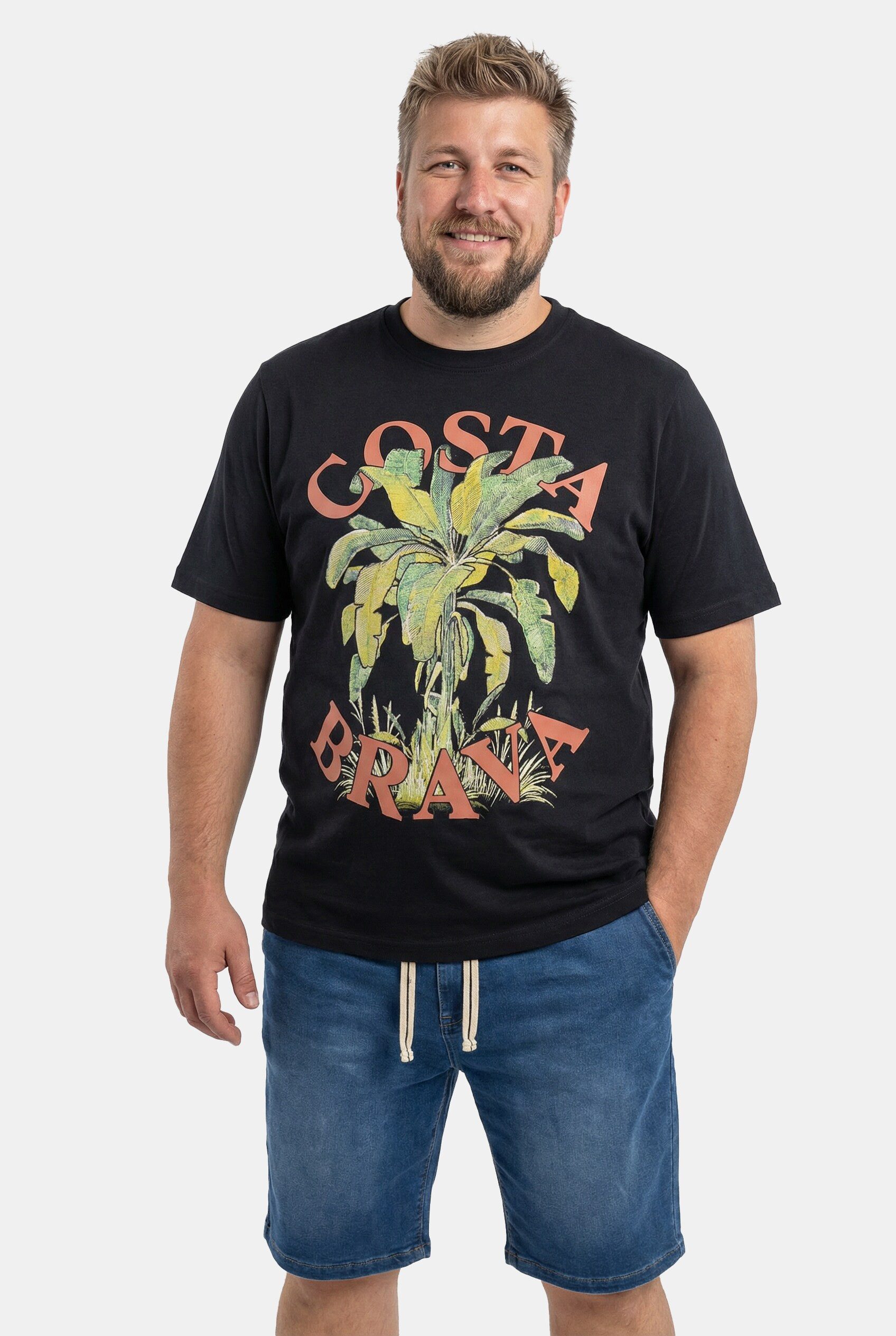 T-Shirt T-Shirt Brustprint Halbarm Rundhals