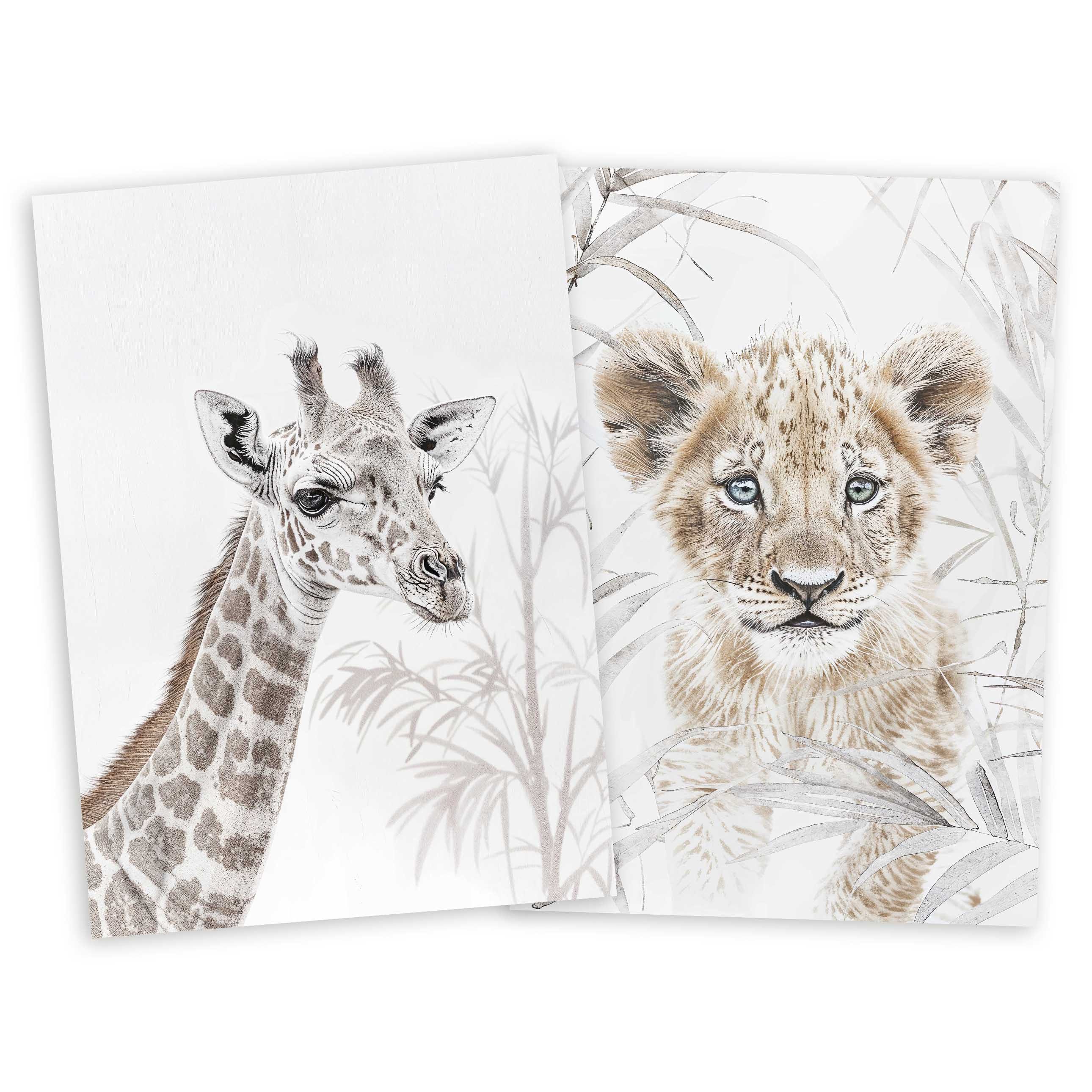 Poster Löwe & Giraffe 2er Set