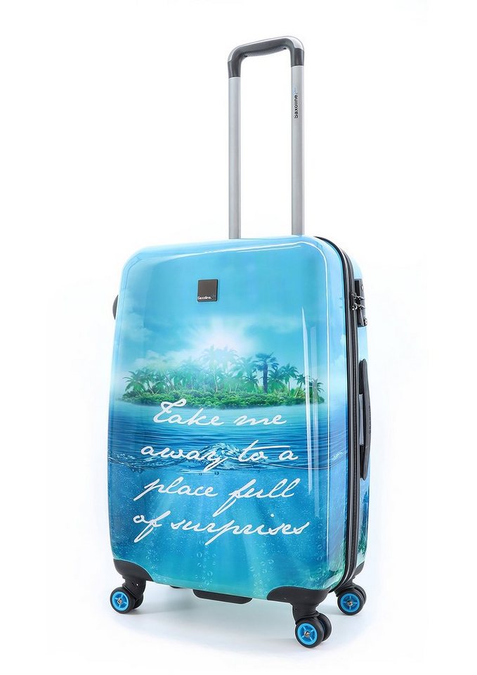 Saxoline® blue Koffer Island, mit trendigem Print, TSA-Kombinationsschloss  und hochwertiger Reißverschluss